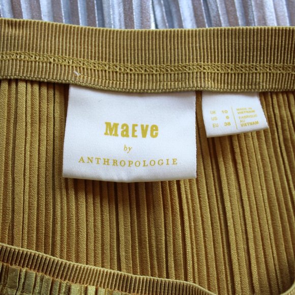 Anthropologie Pleated Metallic Gold Skirt US6 UK10 - Picture 3 of 3